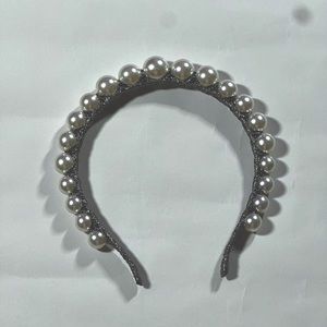 Silver ribbon and Pearl wrapped headband
